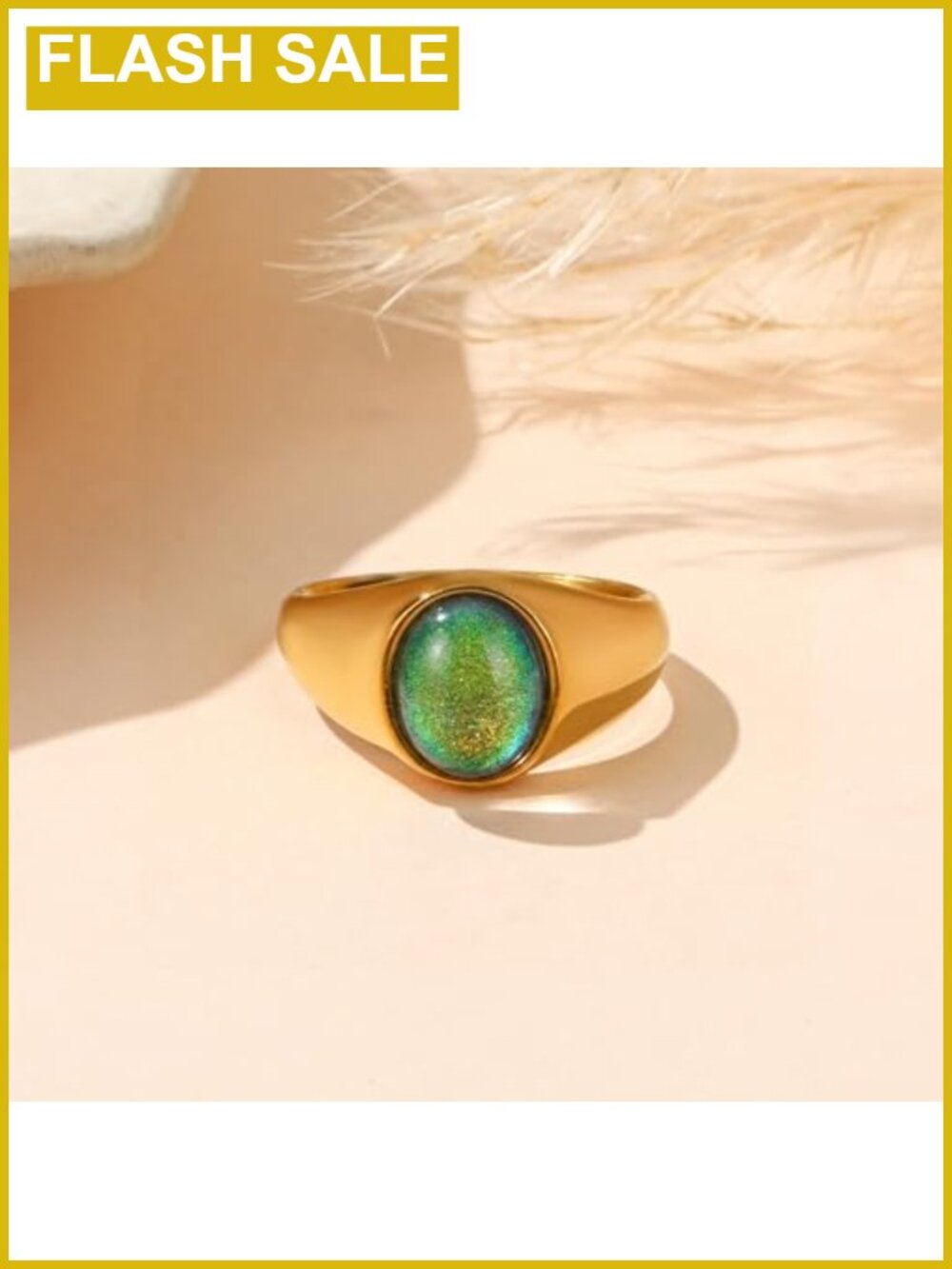 Gold Plated Stainless Steel Mood Ring Color Changing Stackable Rings - Picture 5 of 6